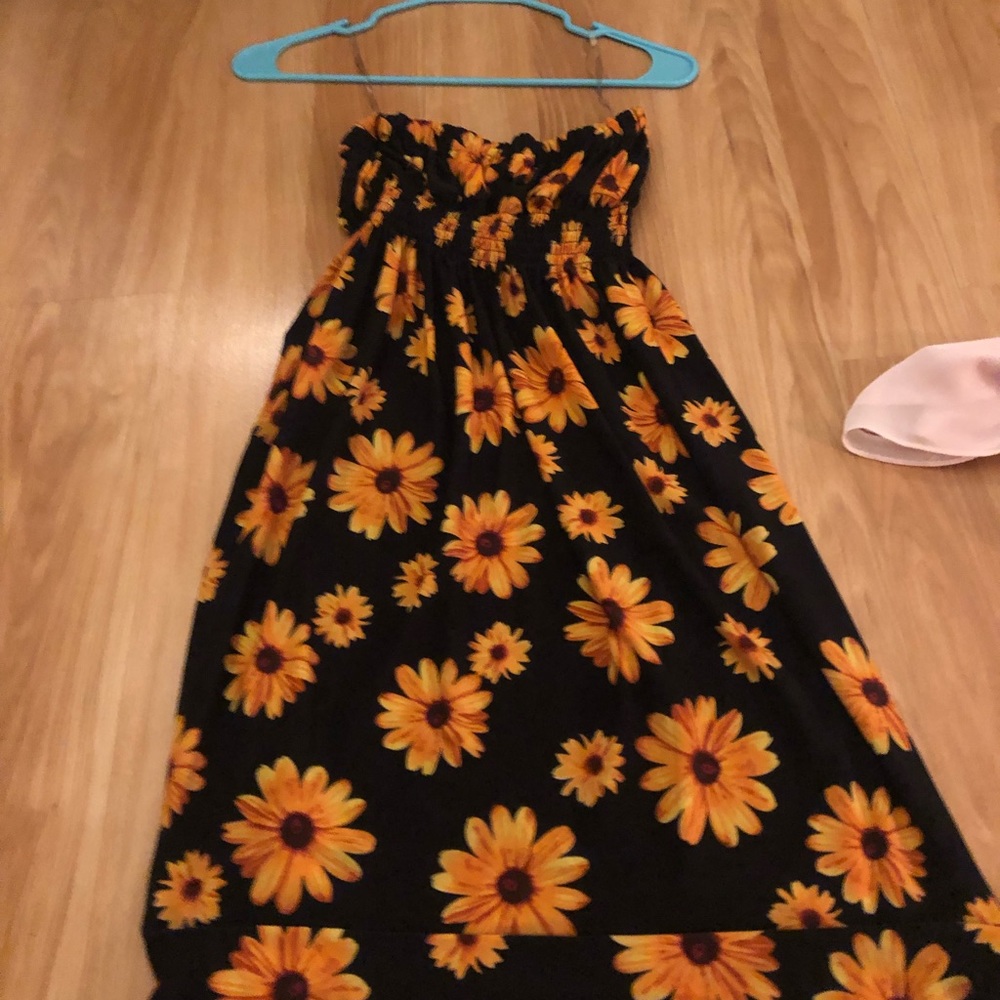 Strapless sunflower dress